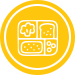 Yellow circle icon with meal 