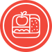 Red circle icon with meal portions in white